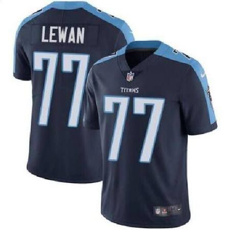 Men Tennessee Titans 77 Taylor Lewan Nike Navy Vapor Limited NFL Jersey